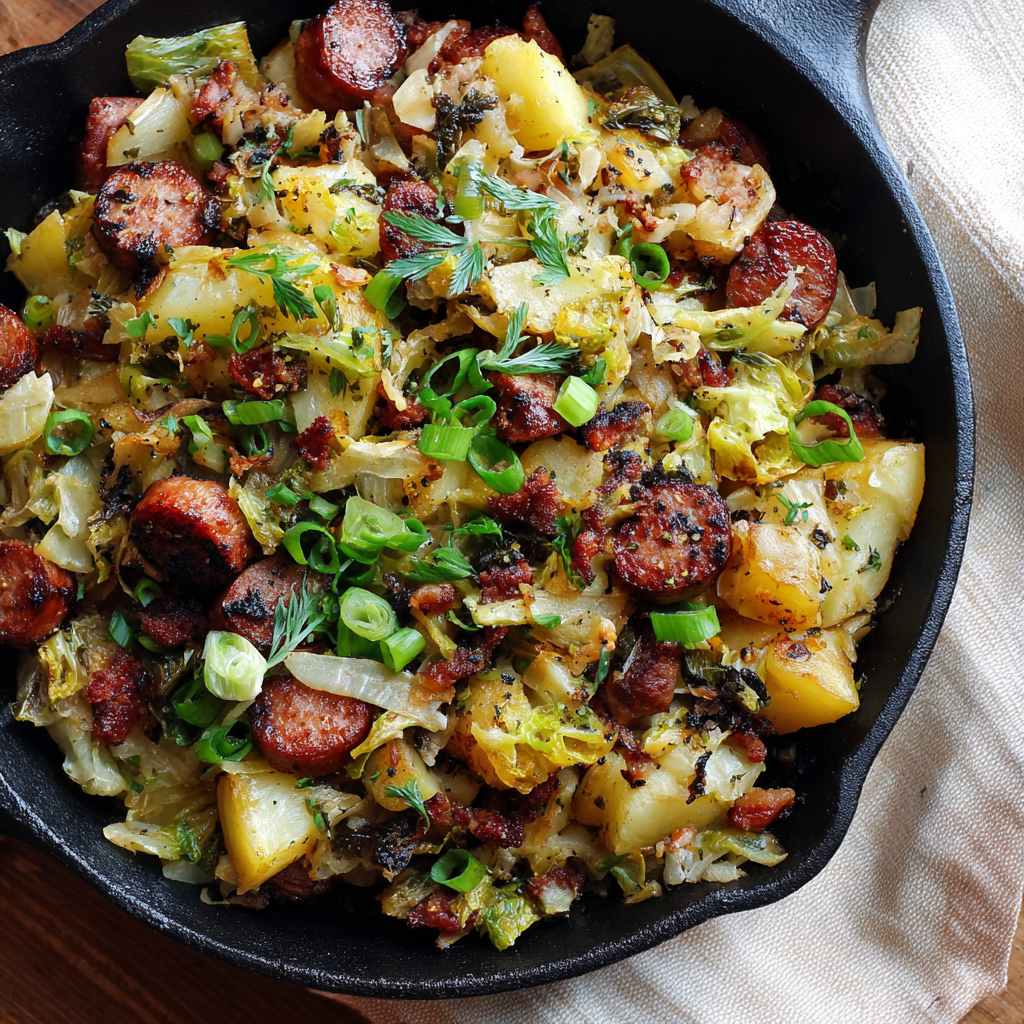 Sausage potato leek dijon mustard hash recipe