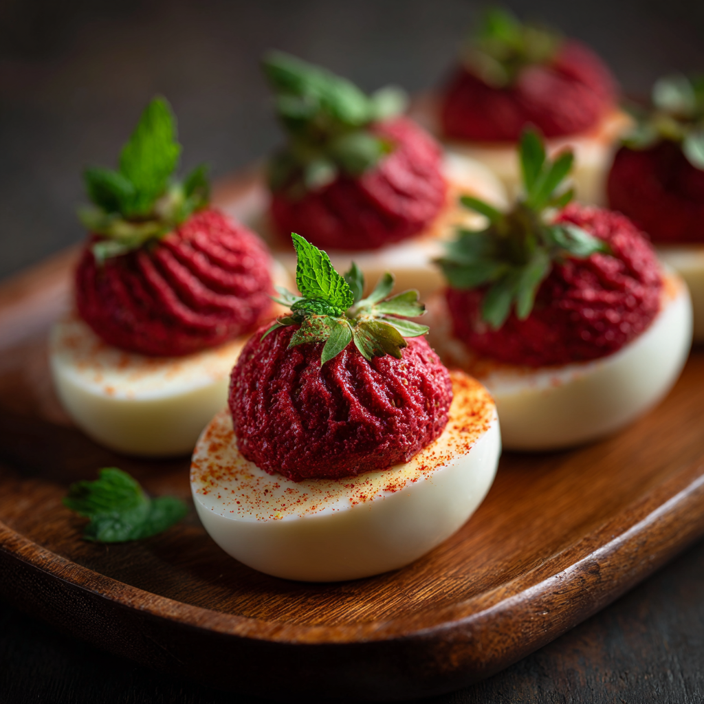 strawberry devilled eggs​