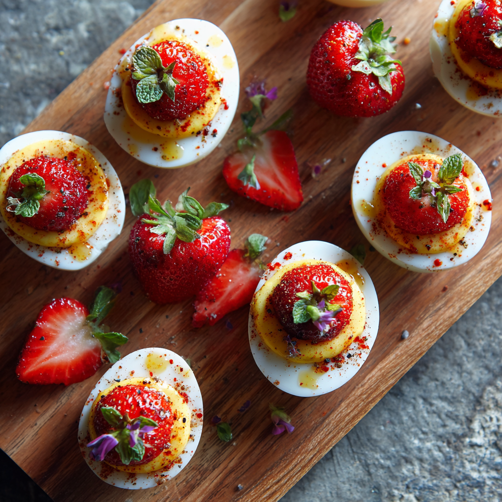 strawberry devilled eggs​