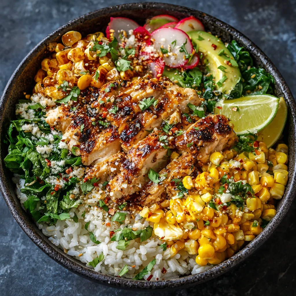 Street Corn Chicken Rice Bowls