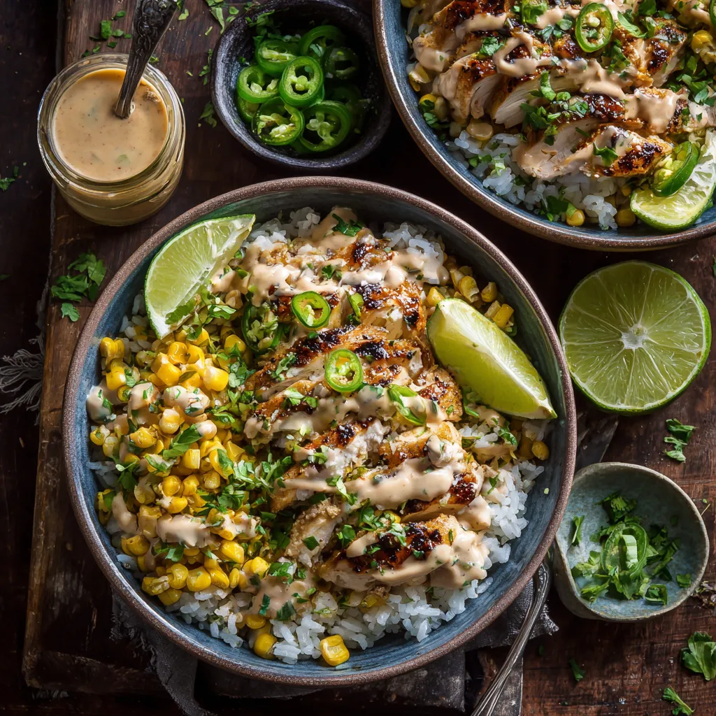 Street Corn Chicken Rice Bowls