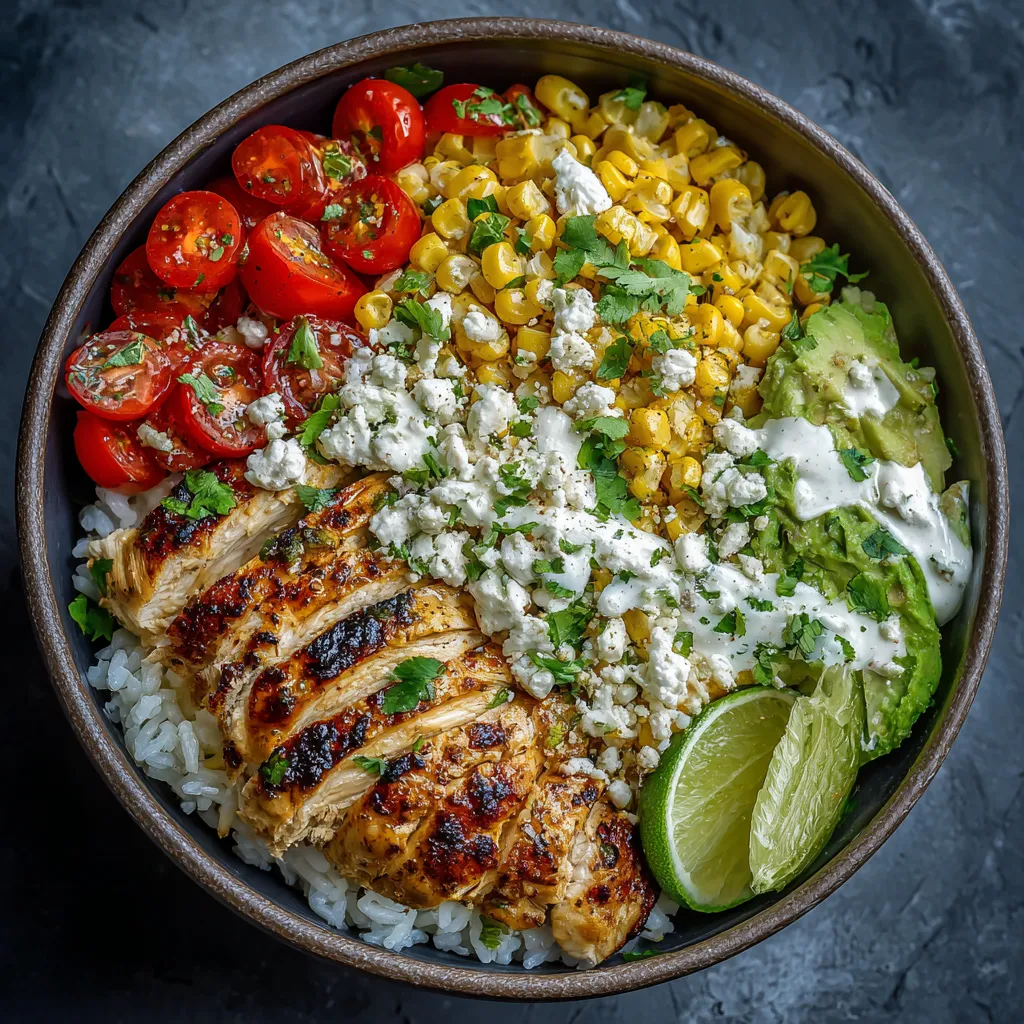 Street Corn Chicken Rice Bowls