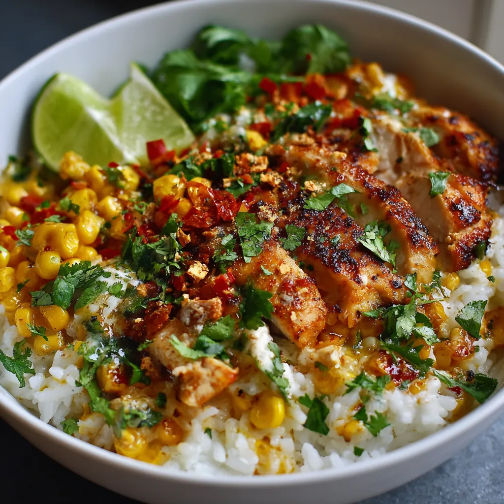 Street Corn Chicken Rice Bowls