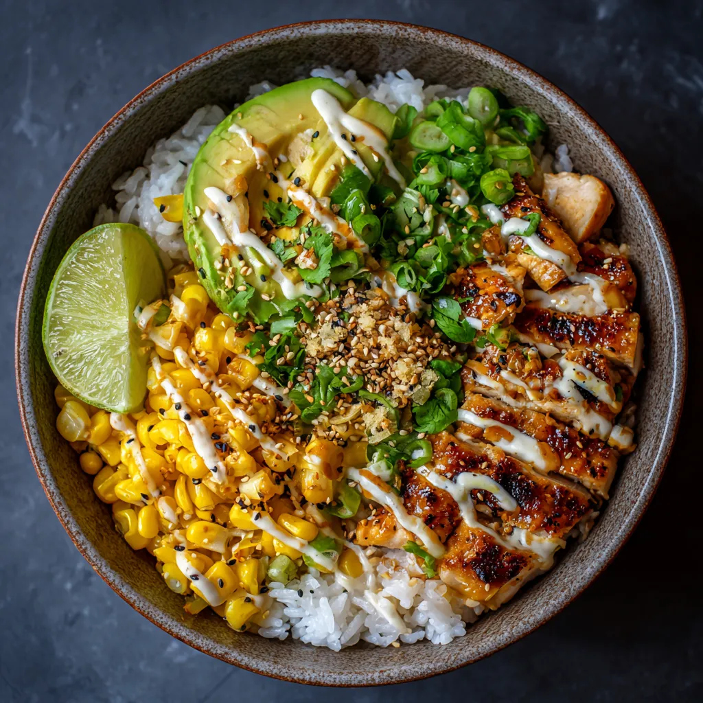 Street Corn Chicken Rice Bowls