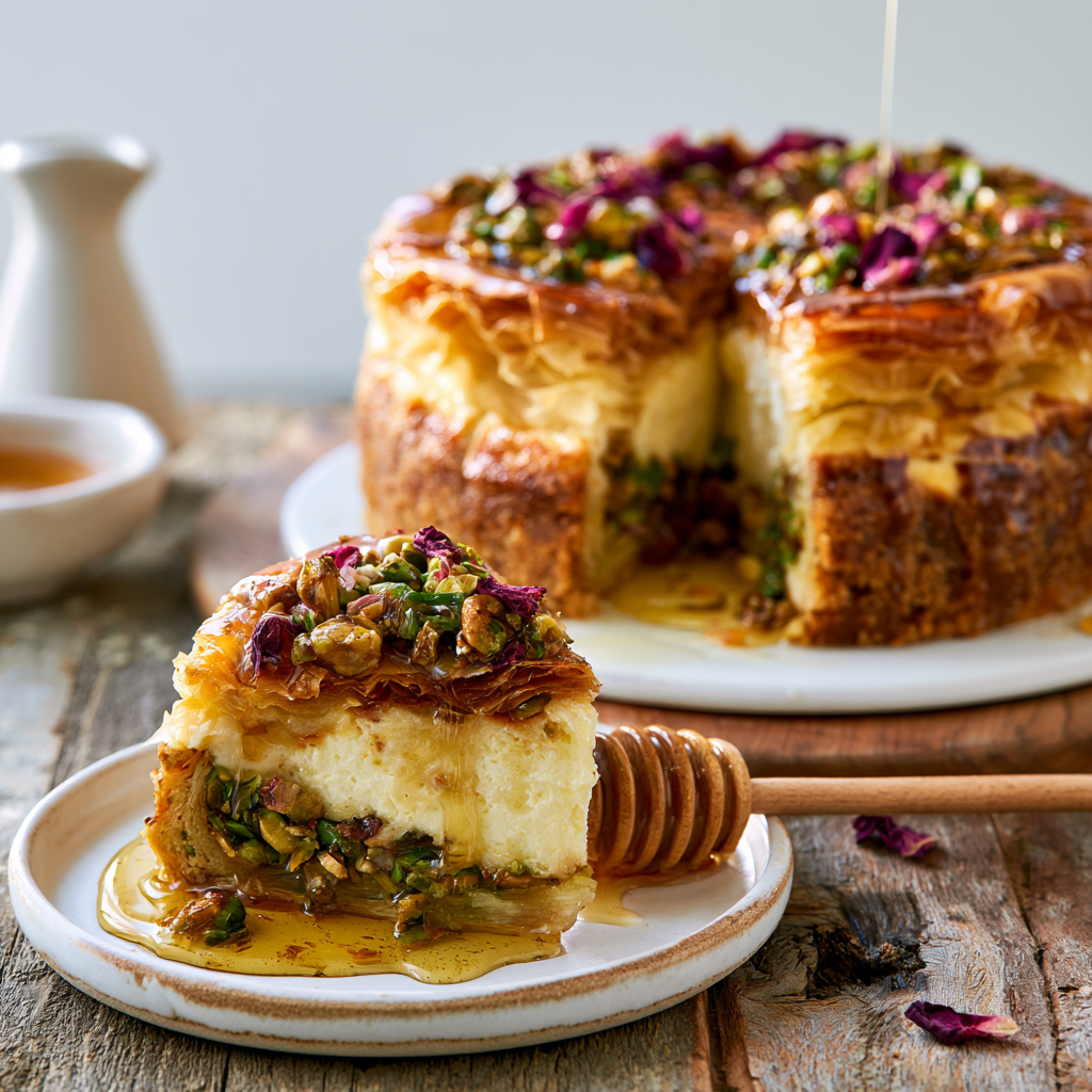 Honey Pistachio Baklava Cheesecake​
