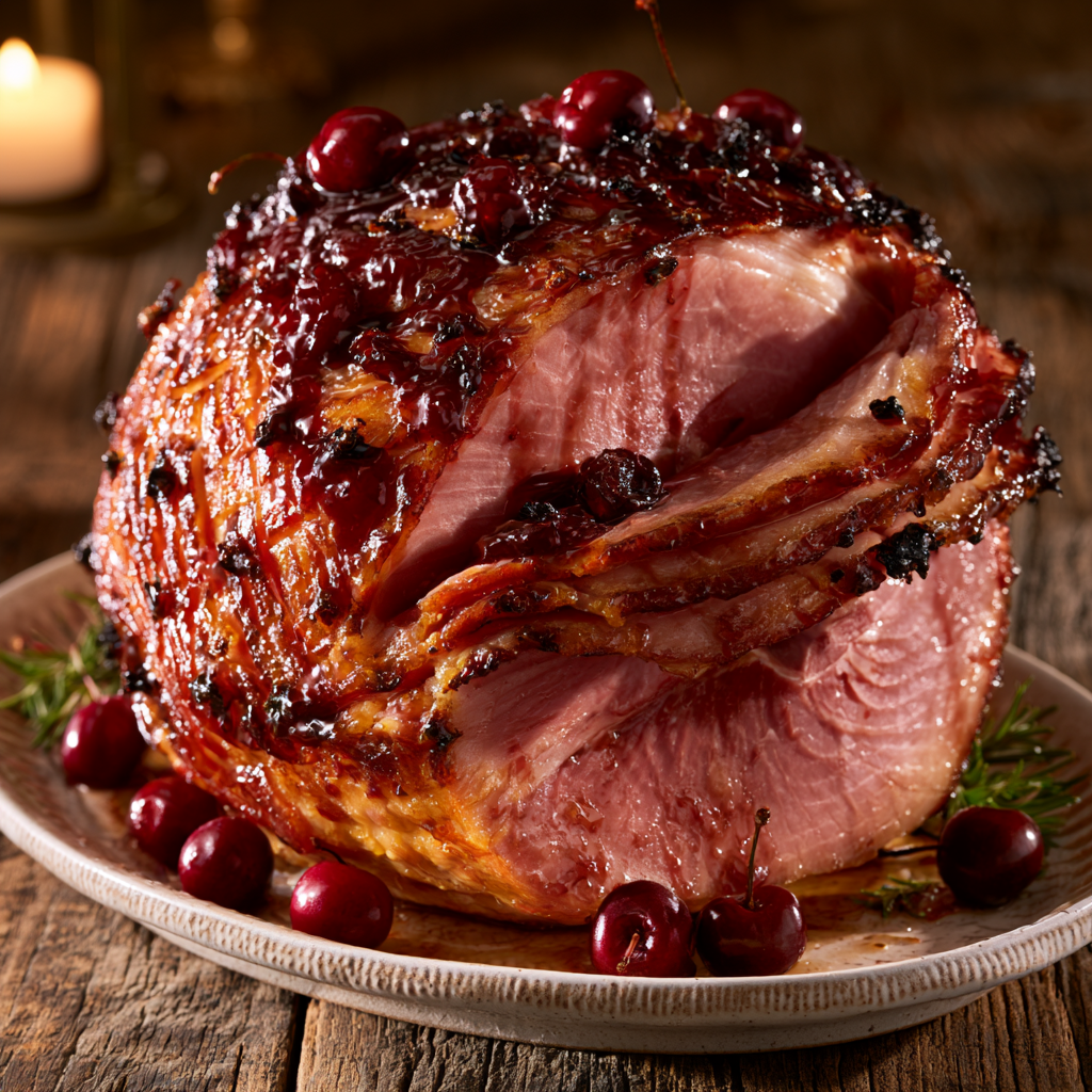 Cherry Bourbon Glazed Ham Recipe