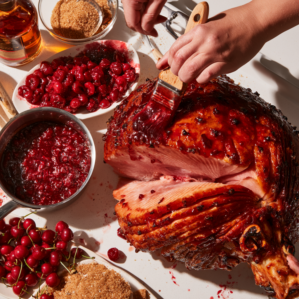 Cherry Bourbon Glazed Ham Recipe