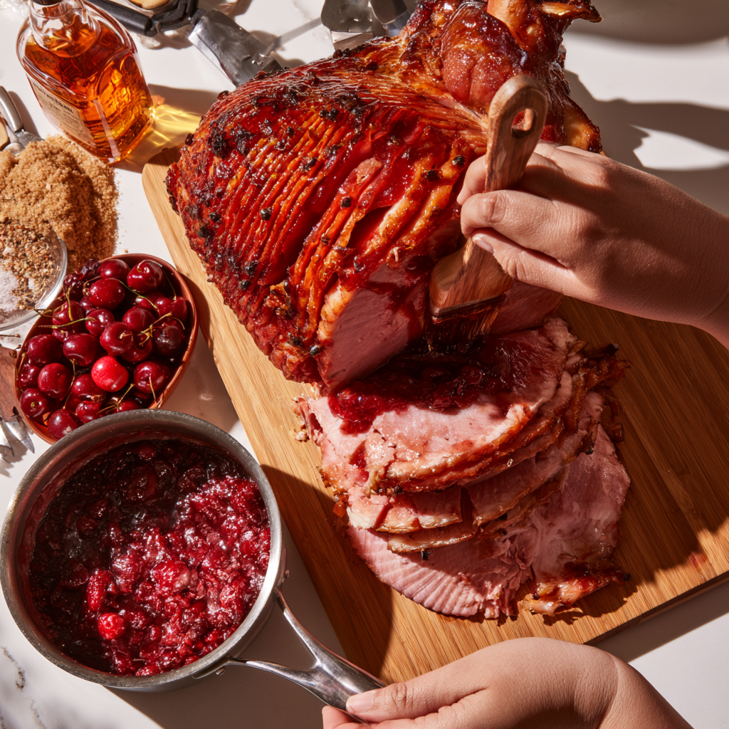 Cherry Bourbon Glazed Ham Recipe