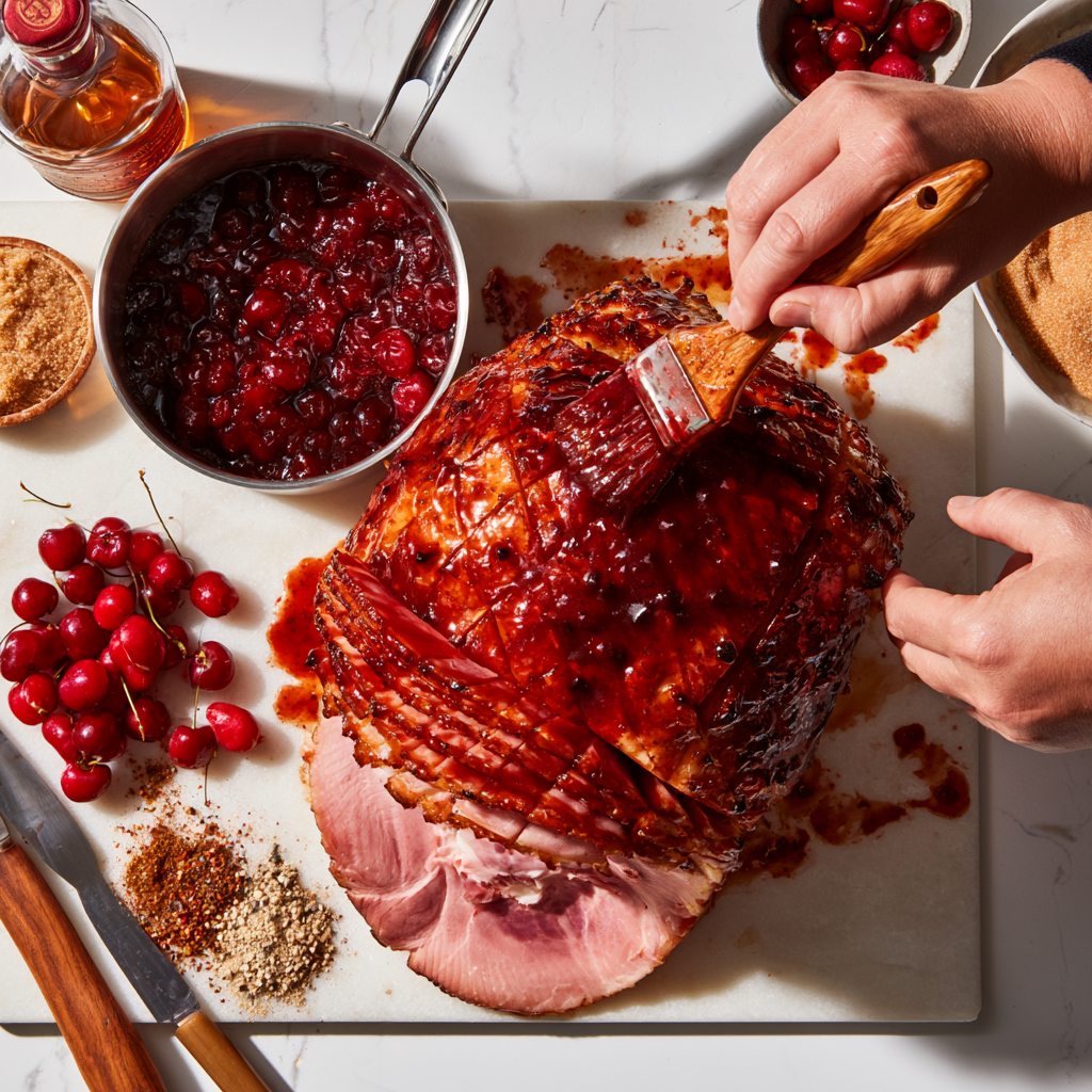 Cherry Bourbon Glazed Ham Recipe