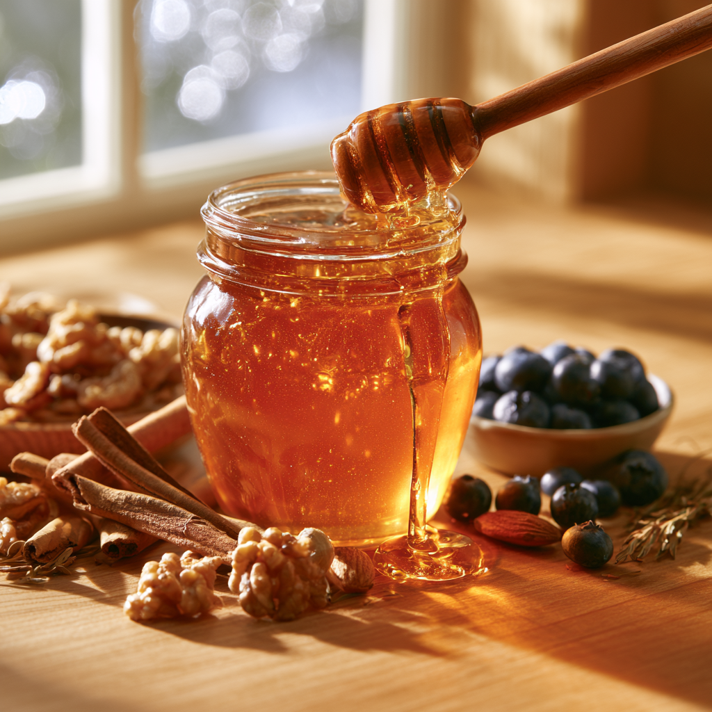Raw honey and cinnamon with walnuts