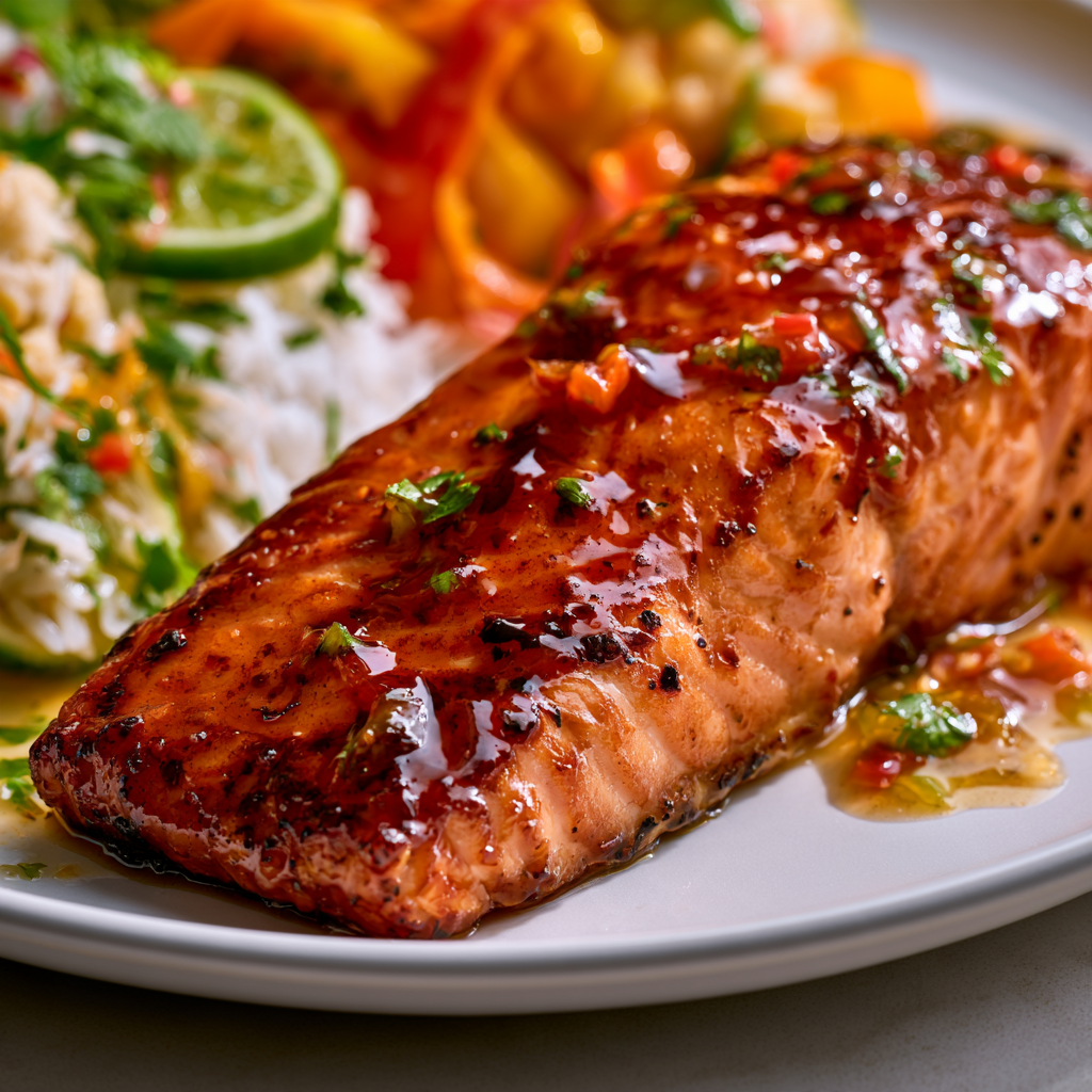 Homemade honey jerk glaze prepared with honey, jerk seasoning, garlic, and lemon juice
