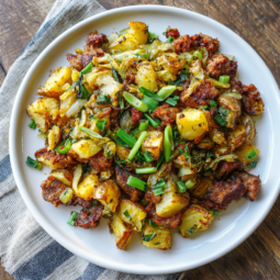 Sausage potato leek dijon mustard hash recipe