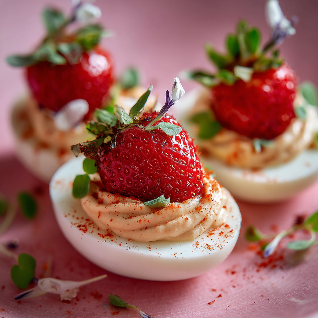 strawberry devilled eggs​