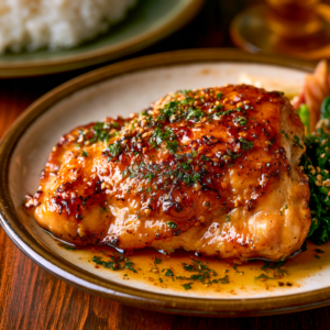 Homemade Jidori chicken recipe served on a plate with Japanese sides
