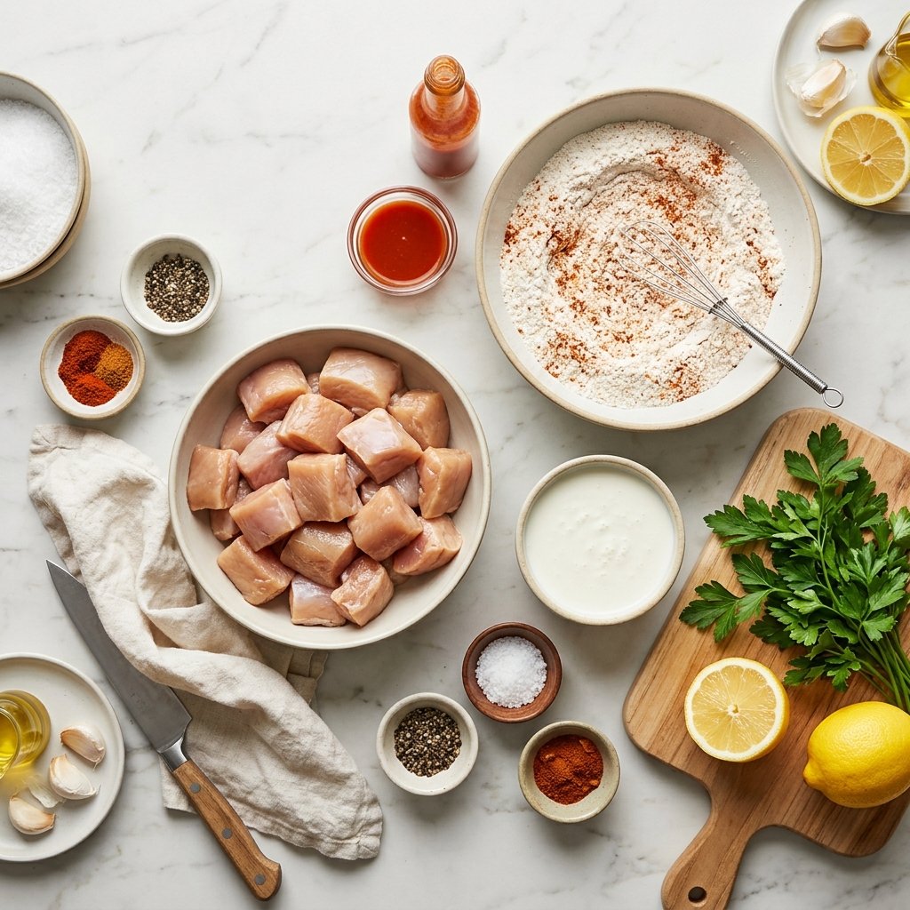 Ingredients for alligator bites recipe laid out on a counter