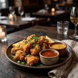 Crispy fried alligator bites served as an appetizer