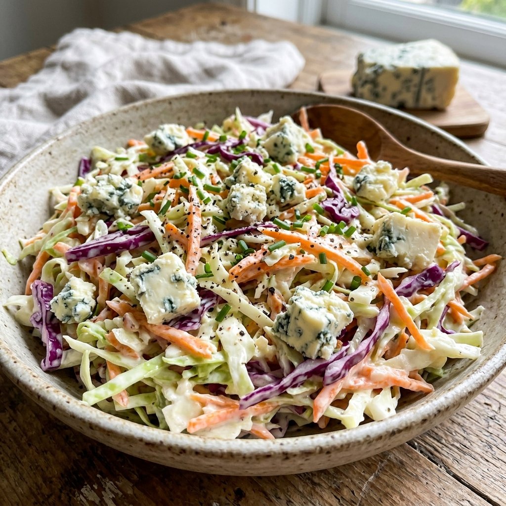 Blue cheese slaw served as a side dish