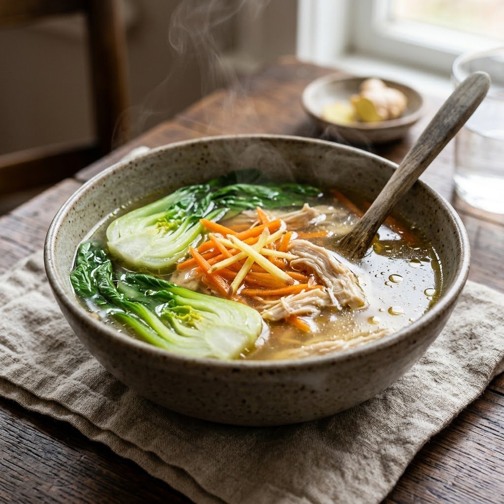 Bowl of chicken ginger soup