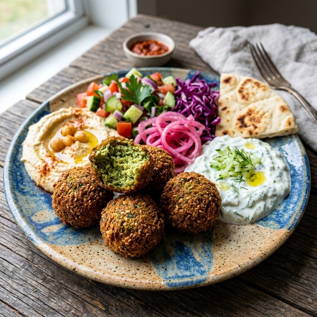 Crispy falafel balls served on a plate