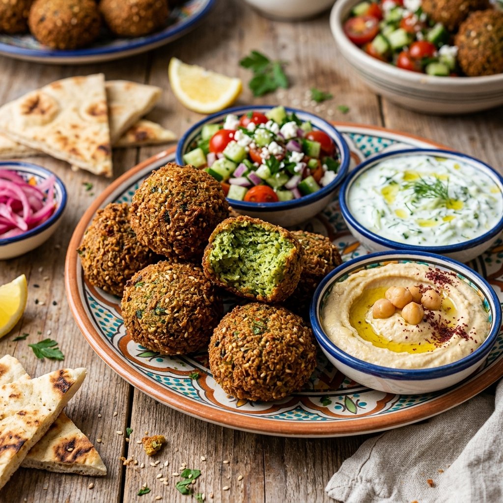 Plate of crispy homemade falafel balls