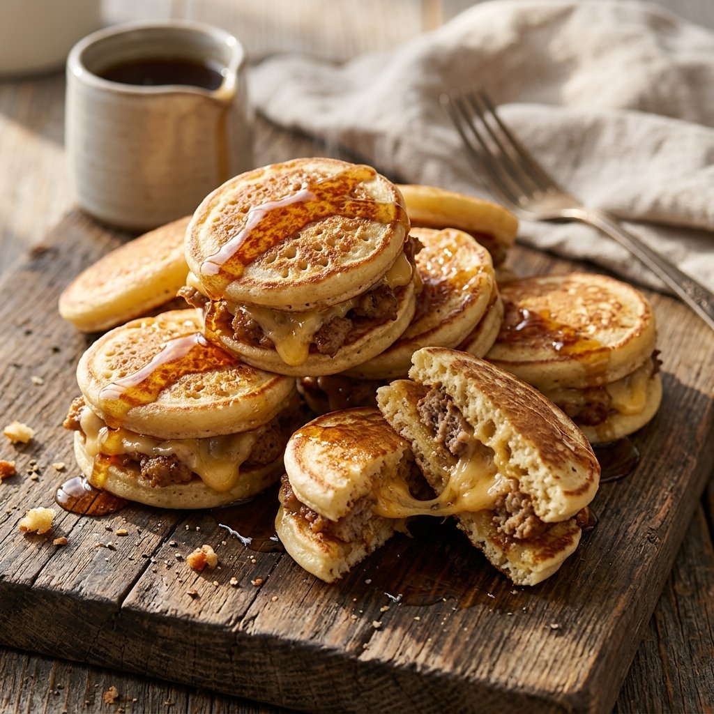 Gourmet McGriddle bites made with sausage and cheese