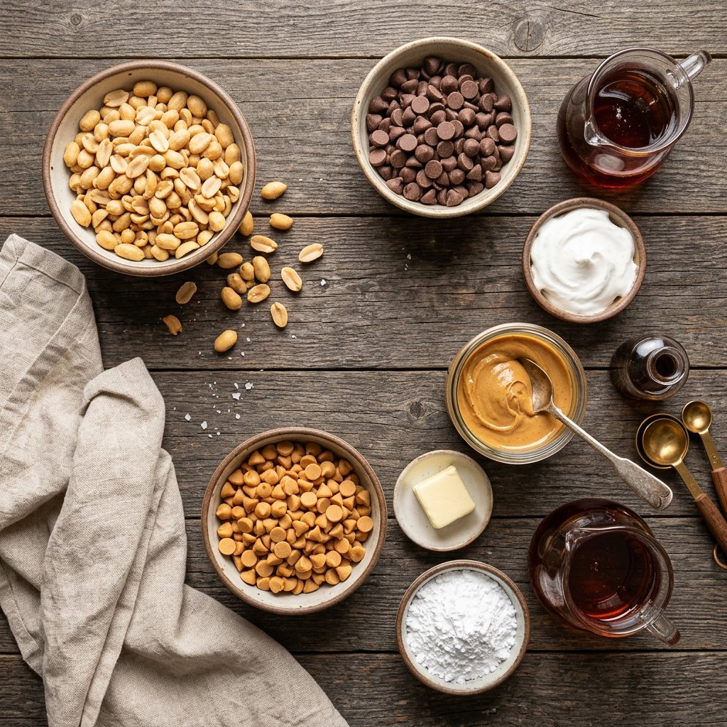 Ingredients for homemade Nut Goodie bars