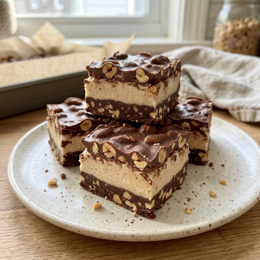 Stacked homemade Nut Goodie dessert bars