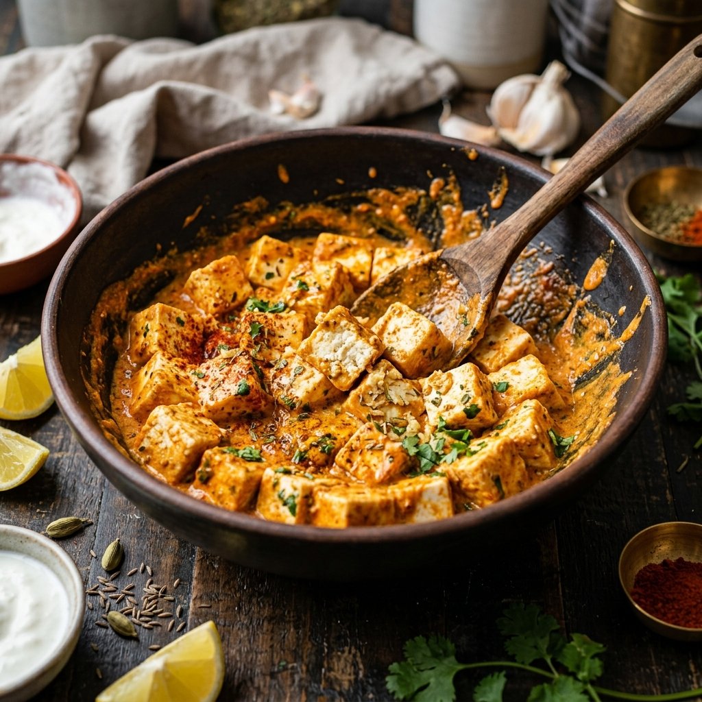 Paneer cubes marinating in a bowl