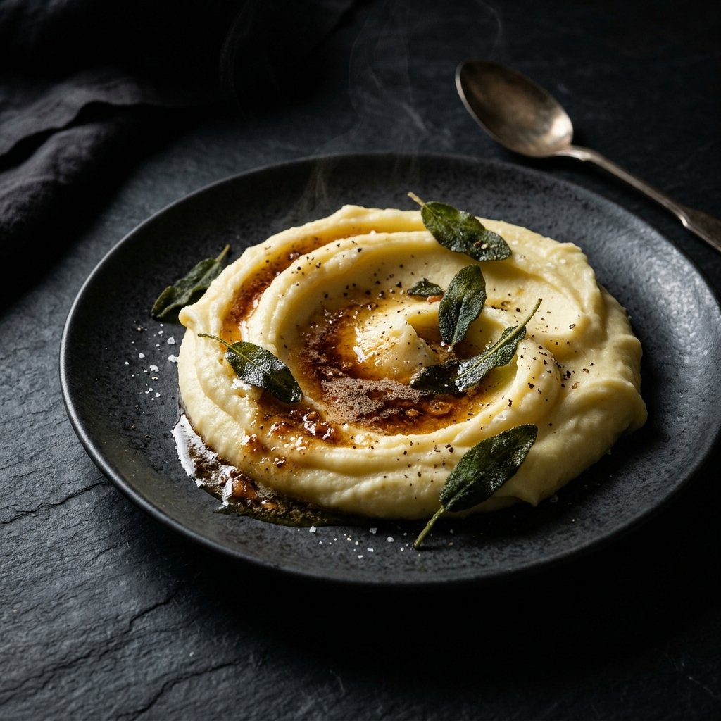 Pommes puree topped with brown butter