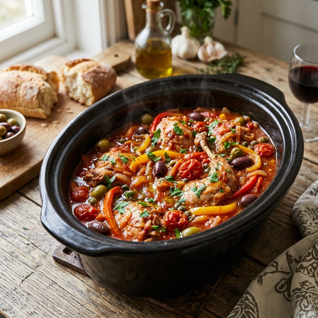 Slow cooker rabbit cacciatore