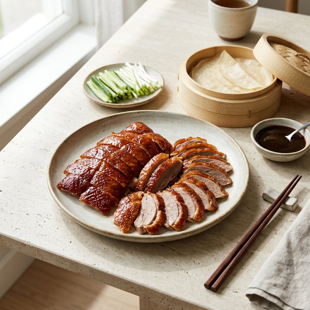 Traditional Peking duck presentation